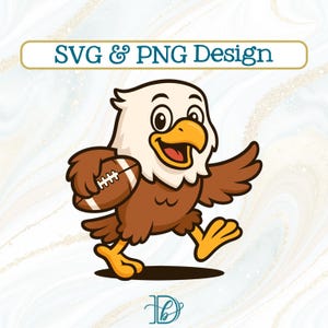 Football Cartoon Eagle Mascot SVG PNG, Kids Bald Eagle Football Team Clipart, Funny Game Day Shirt Design (Digital Design)