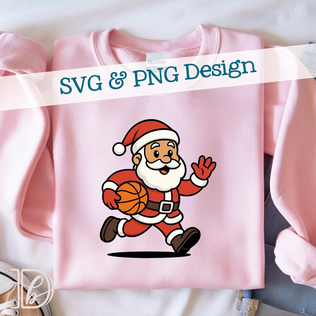 Santa Claus Playing Basketball SVG + PNG, Christmas Basketball Team ...