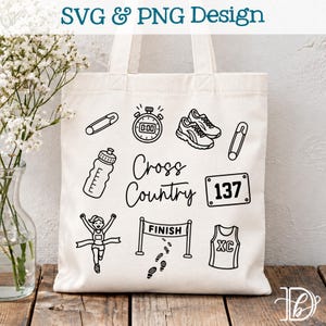 Cross Country SVG + PNG, Runner Race Essentials Sports Icon Doodles, XC Team Clipart Running Shoe Athlete Design (Digital Download)