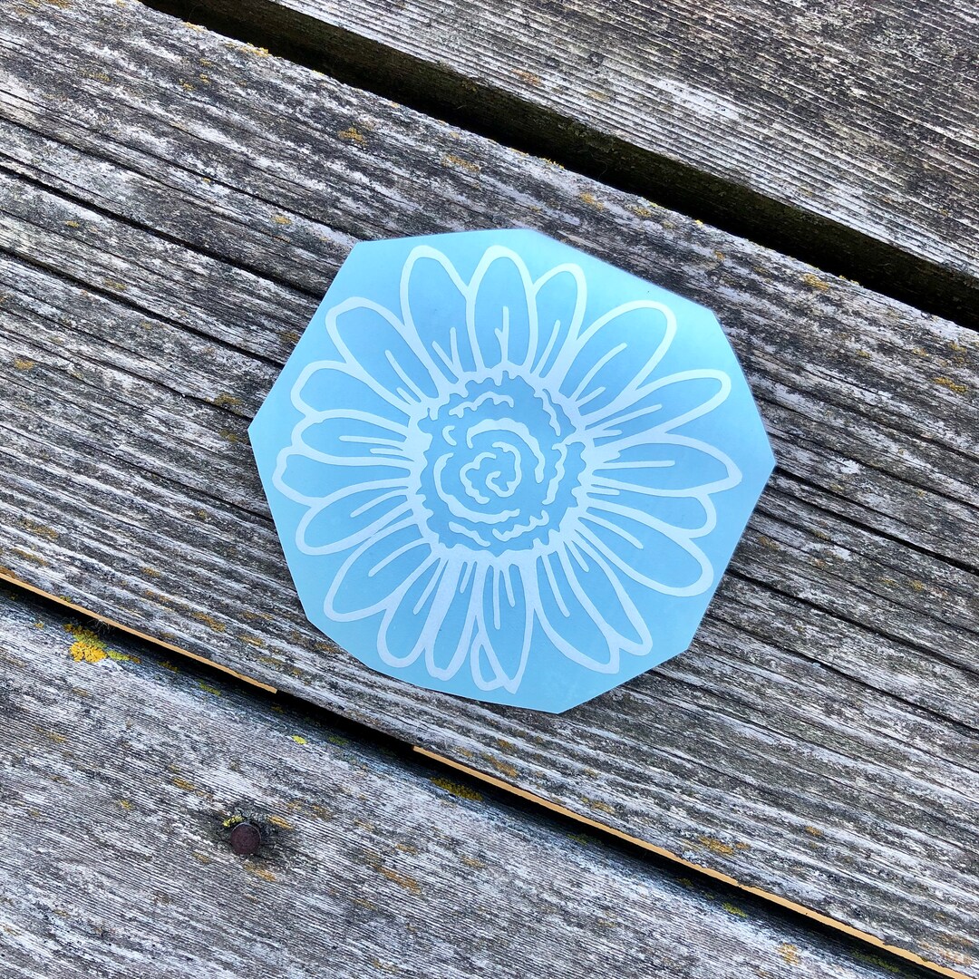 Classic Daisy Glossy White Flower Decal for Car Window, Laptop, Mirror