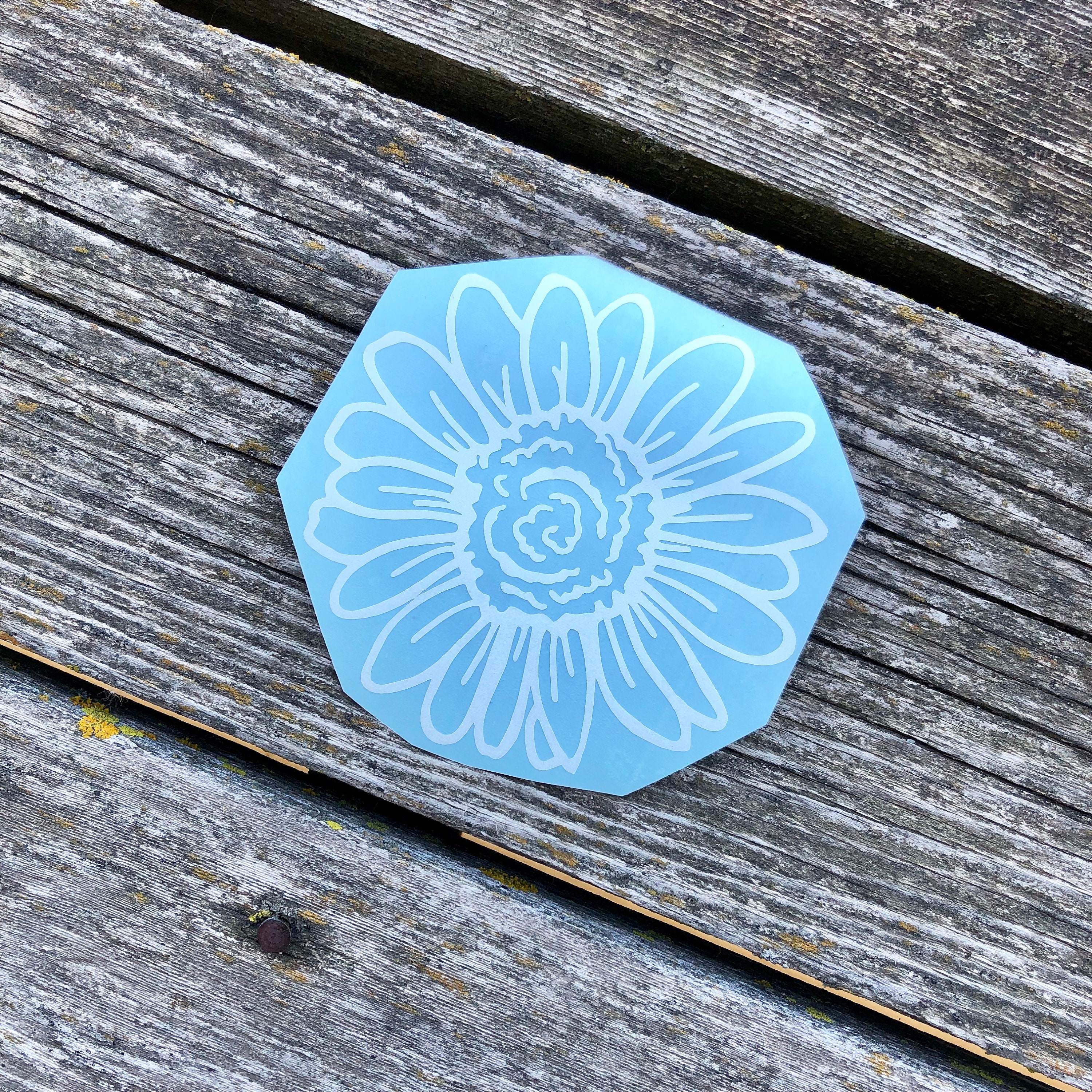 Classic Daisy - Glossy White Flower Decal for Car Window, Laptop ...