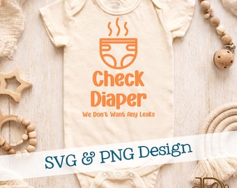 Check Diaper SVG + PNG, Funny Poopy Diaper Light Design (Digital Download)