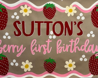 Berry First Birthday Painted Banner