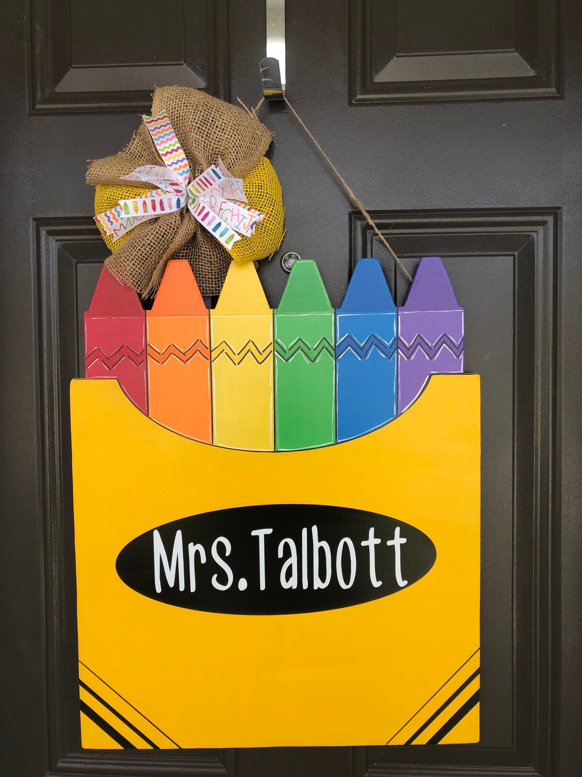 Crayon Box Door Hanger Teacher Gift Teacher Door Hanger Etsy