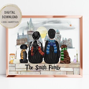 Personalised Wizard Family Gift - perfect for Birthday - Christmas - BFF -Celebrations - Wizard School - Digital Prints
