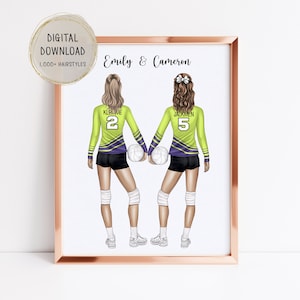 Personalized Volleyball Poster, Best Friends Volleyball gift, Team Volleyball Poster, Volleyball printable wall art, teen girl gift, print