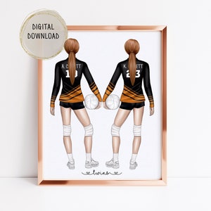 Personalized volleyball team print, volleyball team gifts, volleyball graduation, volleyball wall art, Teammates gift Girl volleyball player