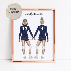 Personalized Volleyball Poster, Best Friends Volleyball gift, Team Volleyball Poster, Volleyball printable wall art, teen girl gift, print