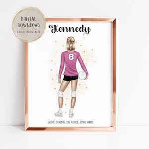 Personalized Volleyball Poster, Best Friends Volleyball gift, Team Volleyball Poster, Volleyball printable wall art, teen girl gift, custom