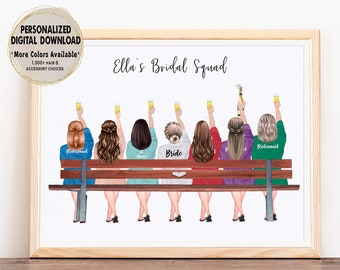 Custom Gift for Bride, Bridesmaids party Gift, Wedding Print, Print for Bride, Bride Tribe, Personalised Bridal Party Gift, Digital File