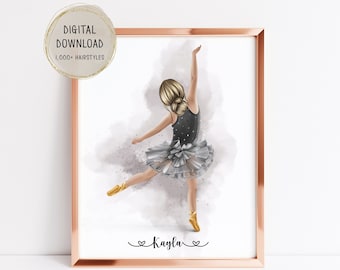 Ballerina wall art - Little Ballerina - Custom name art - Ballet gift - Ballerina room decor - Girls bedroom decor - Ballerina bedroom