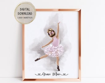 Personalized Ballerina Gift - Little Ballerina Gift - Personalized Ballerina Wall Decor - Ballerina Room Wall Decor - Custom Ballerina Print