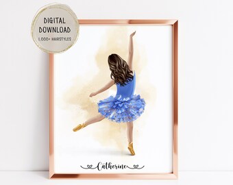 Personalized Ballerina Print, Ballerina Friends Print, Custom Ballerina Gift, Ballet Print, ballet picture Digital Download to PRINT AT HOME
