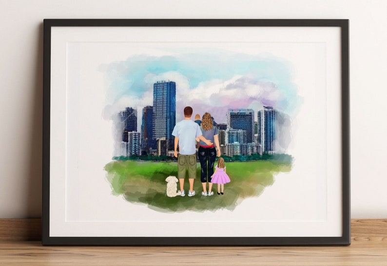 Custom Family Print, Personalized Family Gift, New Home Print, Portrait Illustration, Custom Digital Illustration, Gift for Mum and Dad image 3