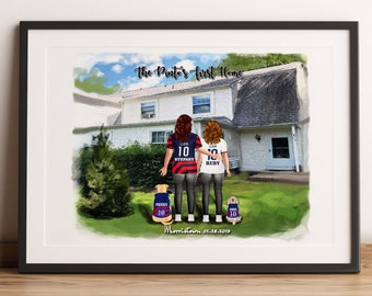 Custom Digital Family & Pets Illustrations - Handmade Family Picture For Social Media, Soccer , Football - Housewarming Gift Idea - Cards