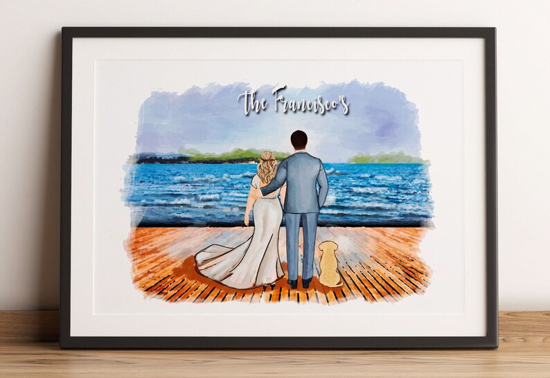 Custom Family Portrait Family Portrait Illustration Custom Couple Illustration Personalized Wedding Illustration Bride and Groom image 2