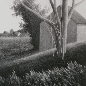 Robert Kipniss, hand-signed original lithograph, &quot;Shed with Tree in Front&quot;