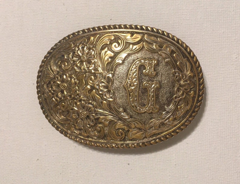 Crumline Belt Buckle Initial G Western Vintage