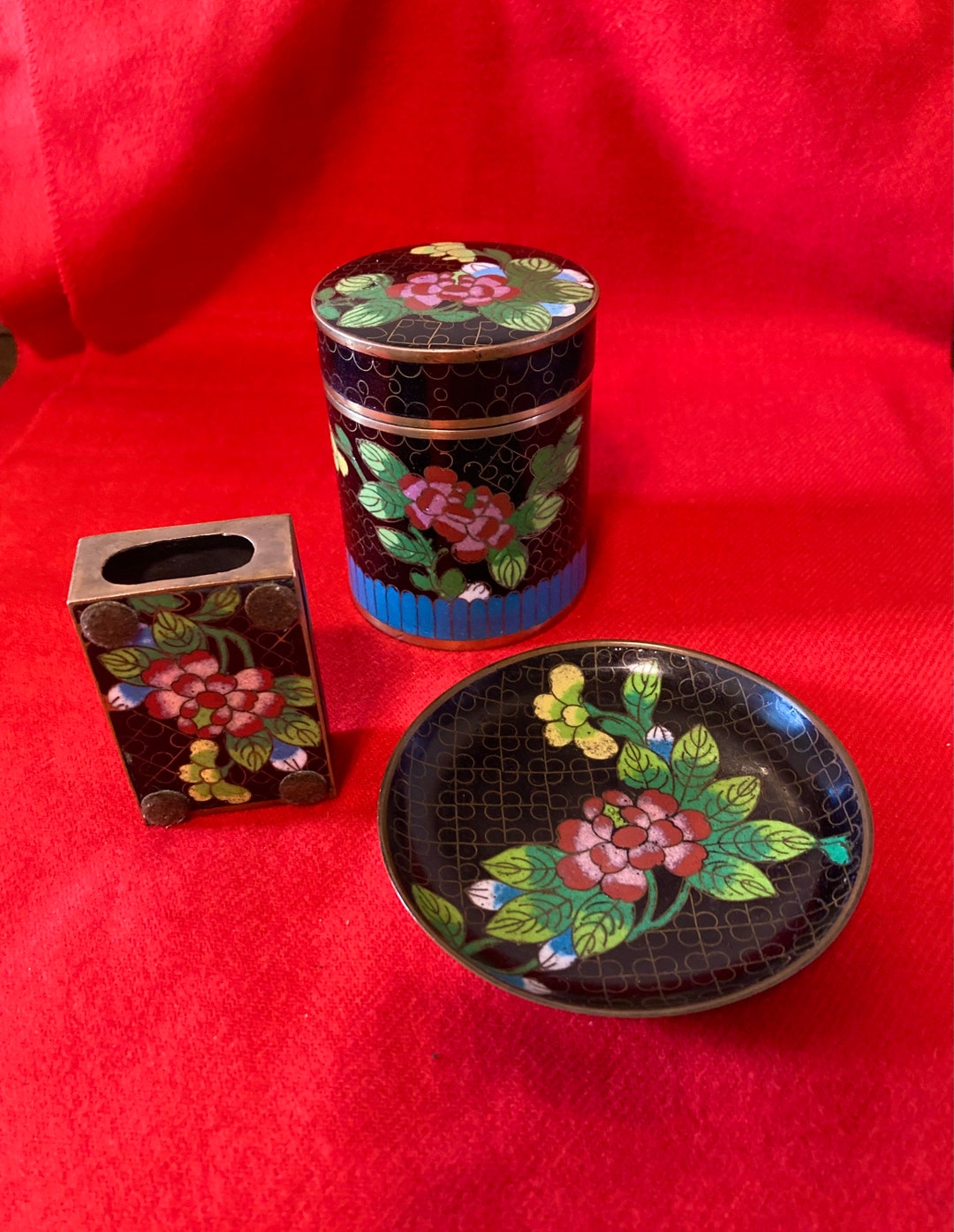 Cloisonne Smoke Set 3 Piece Vintage Etsy