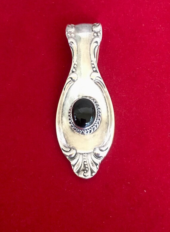 Spoon Pendant w/Black Cabochon, Precious Mirror P… - image 2