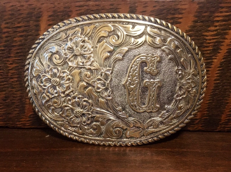 Crumline Belt Buckle Initial G Western Vintage