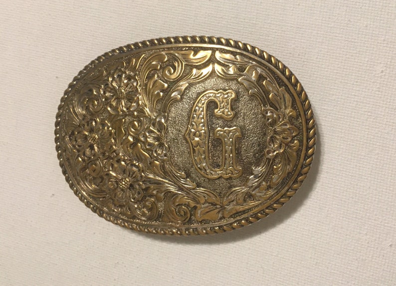 Crumline Belt Buckle Initial G Western Vintage
