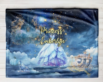 Personalized Cinderella Blanket- Midnight Blue Princess-  Choose Your Fabric- Fairytale, Storybook- Multiple Sizes