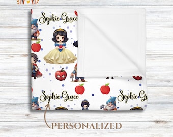 Personalized Snow White Baby Blanket: Minky or Fleece, Fairy Tale Gift
