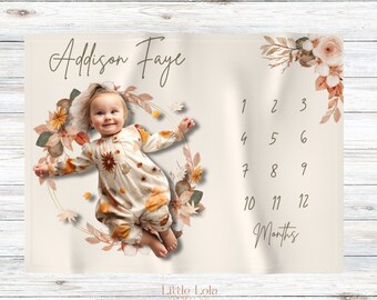 Personalized Autumn Wreath Baby Milestone Blanket: Fall Photo Prop