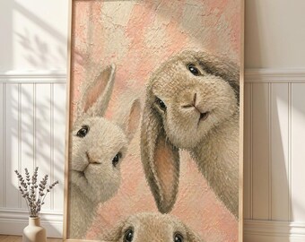 Bunny Nursery Wall Art, Rabbit Print, Cute Bunny Decor, Animal Wall Art, Kids Room Decor, Baby Room Decor, Neutral Nursery
