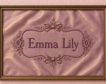 Personalized Embroidery Name Print, Vintage Nursery Wall Art, Custom Baby Name Decor, Cottagecore Nursery Sign, Heirloom Poster