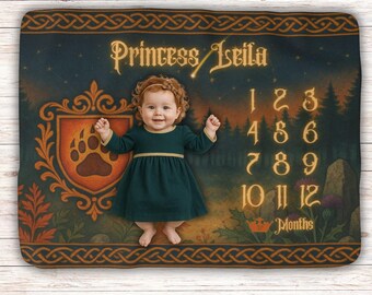 Personalized Highland Princess Milestone Blanket: Celtic Baby Photo Prop