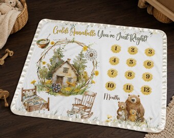 Goldilocks Milestone Blanket – Personalized Baby Photo Prop