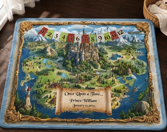 Personalized Fairytale Milestone Blanket: Storybook Castle Nursery Decor