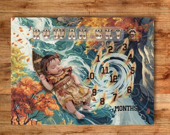 Personalized Forest River Milestone Blanket: Native American Style