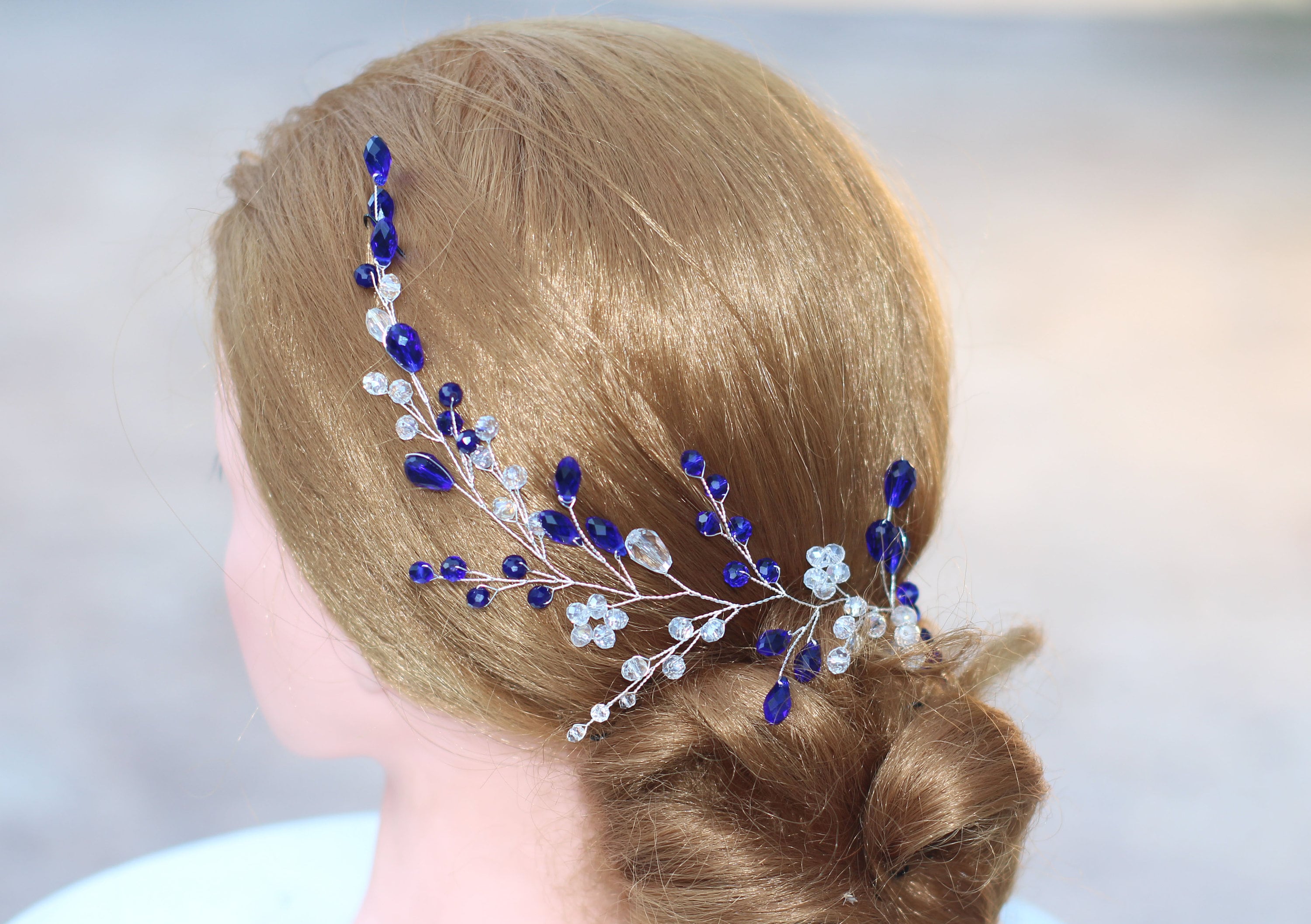 hair accessories blue flowers