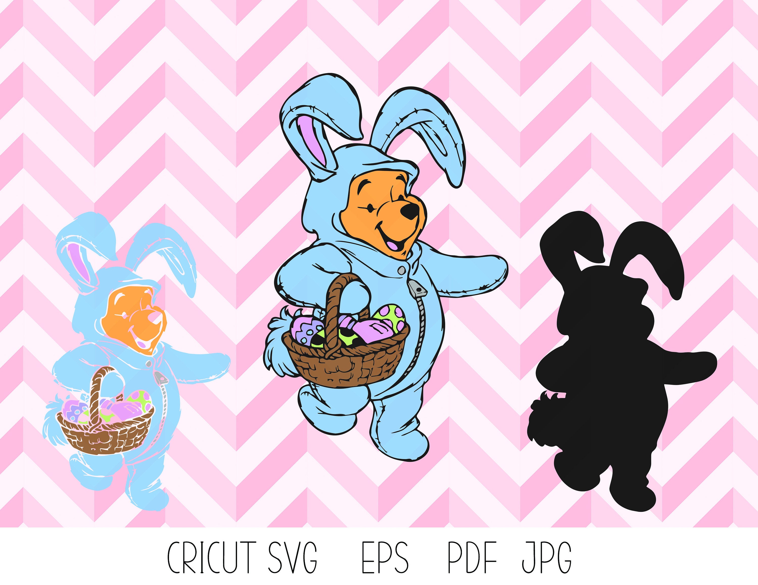 Winnie The Pooh Easter Bunny Cricut SVG epspdfjpeg files Etsy