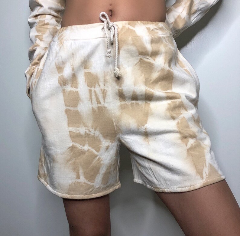 Handmade Organic Cotton Fleece Sweatshorts Organic Tea Tie Dyed