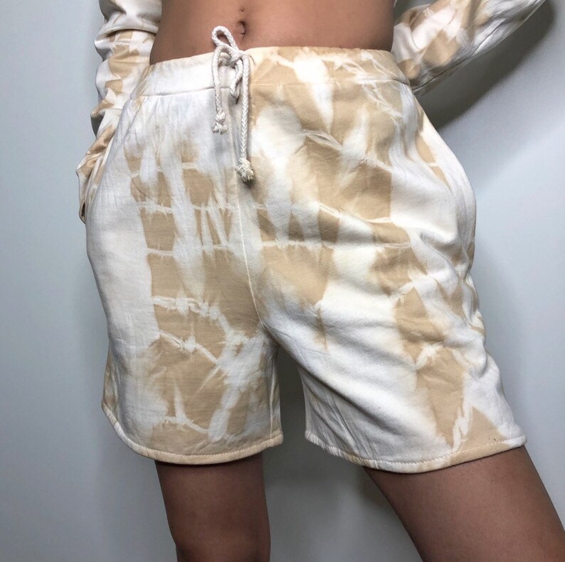 Handmade Organic Cotton Fleece Sweatshorts Organic Tea Tie Dyed