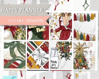 CHRISTMAS HAPPY PlannerPRINTABLE stickers, holiday planner stickers, december happy planner kit, Happy Planner sticker, weekly printable set