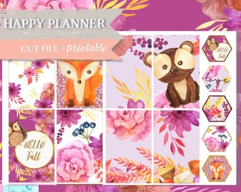 FOX PLANNER Happy Planner STICKERS, Happy Planner fall Printable, autumn sticker hp, november sticker kit, cute printable planner stickers