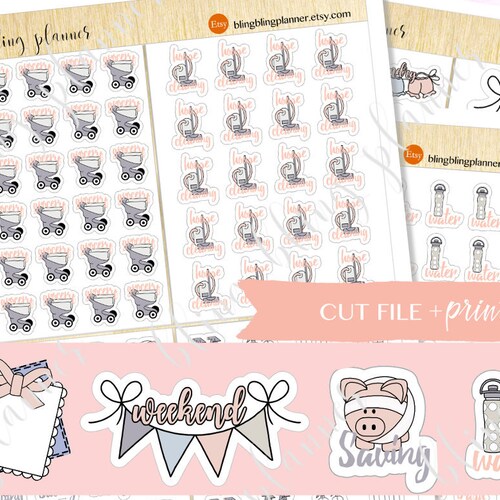 CUTE DAILY PLANNER Stickers Printable Functional Stickers | Etsy