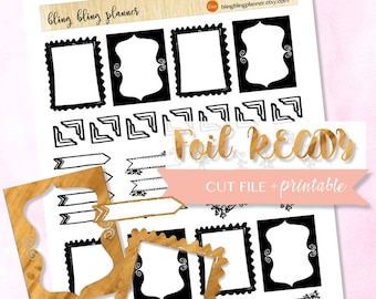 FOIL READY FRAME Printable, Printable Foil ready stickers, Functional Stickers, Printable header stickers, Foil ready Printable stickers,