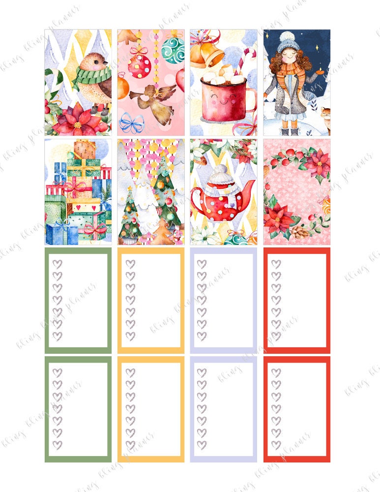 WINTER HOLIDAY STICKERS, Happy Planner Christmas Stickers, Cute