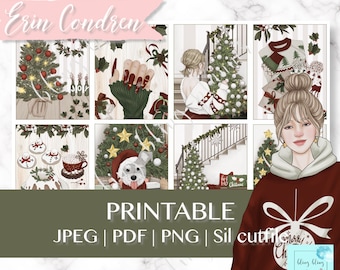 HOLIDAY PRINTABLE PLANNER Stickers, winter printable stickers, Christmas planner sticker, printable erin condren, christmas floral sticker