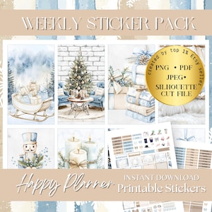 HAPPY PLANNER White Christmas planner sticker, klassieke hp planner december wekelijks, vakantie festival sticker, circuit klaar digitale wekelijkse kit