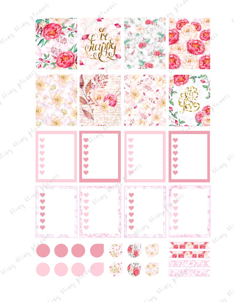 FLORAL STICKER KIT, Floral Planner Stickers, Spring Planner Stickers, Planner Sticker Kit, Printable Weekly Kit, Spring Planner Kit, Peony image 2