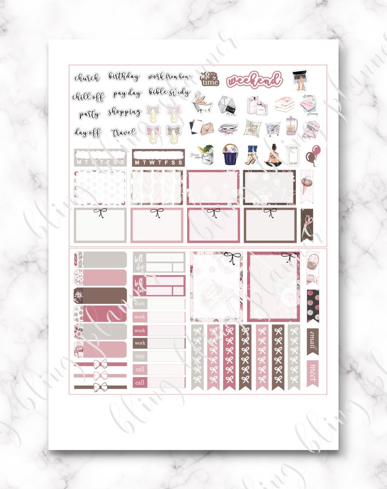 Adesivo PLANNER STAMPABILE PER MAGLIA, kit lana adesivo pianificatore stampabile, kit settimanale artigianale, adesivi per il giorno dell'artigianato, adesivo stampabile erin condren immagine 5