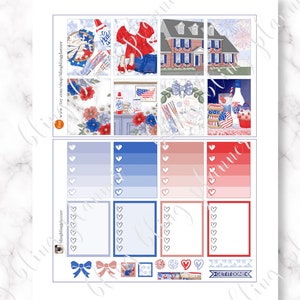 4th of JULY PRINTABLE PLANNER Kit, Independence Day Planner Stickers ...