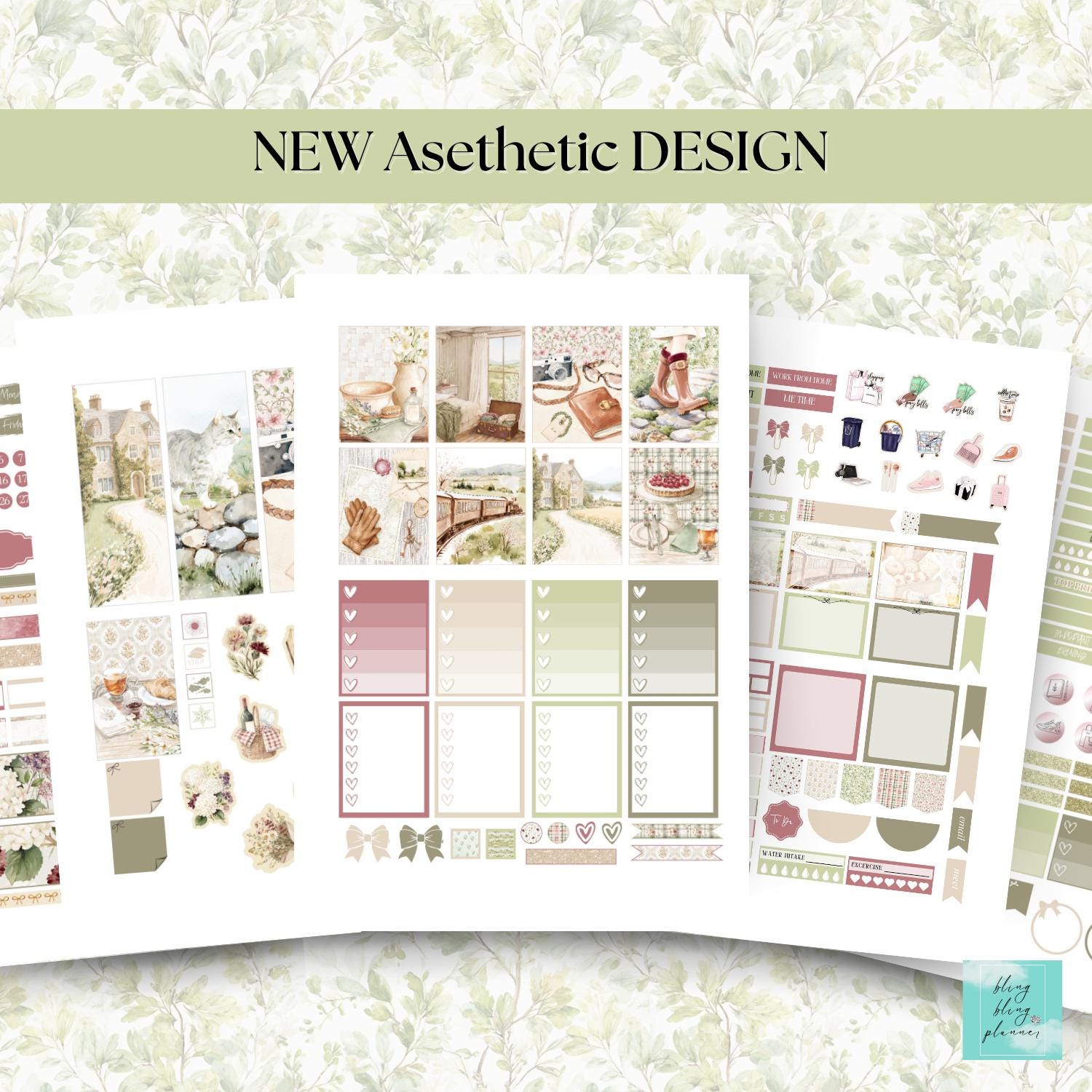 April Erin Condren Vertical PRINTABLE Planner Stickers: 2026 Spring ...